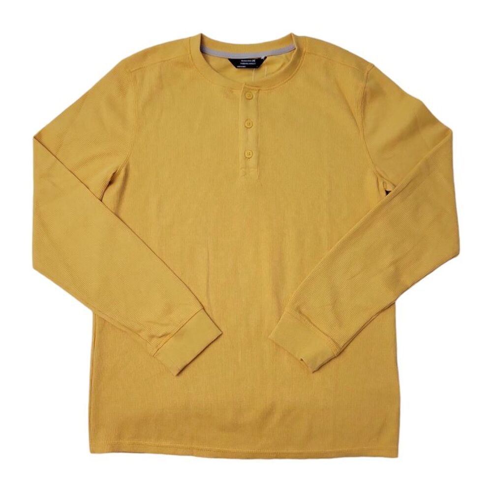 Member's Mark Men's Soft Cotton Waffle Knit Thermal Henley - Mustard Stain